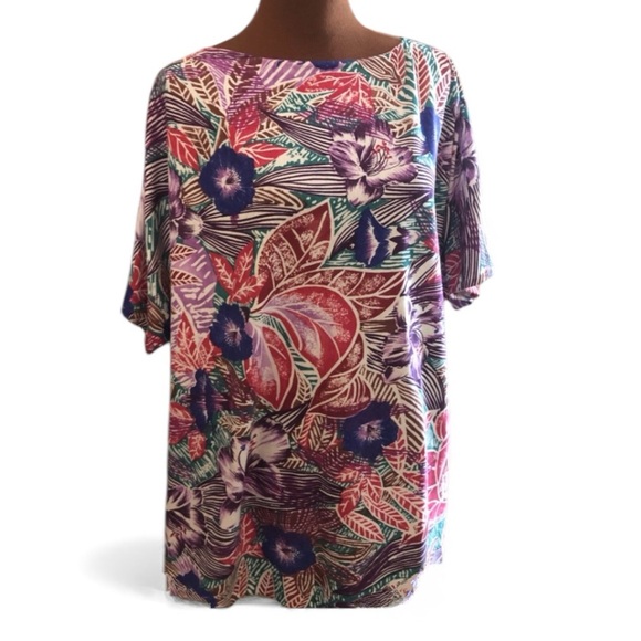 Hand Sewn Short Sleeve Cotton Knit Blouse Plus Size 3x Floral Multicolor GUC - Picture 9 of 9